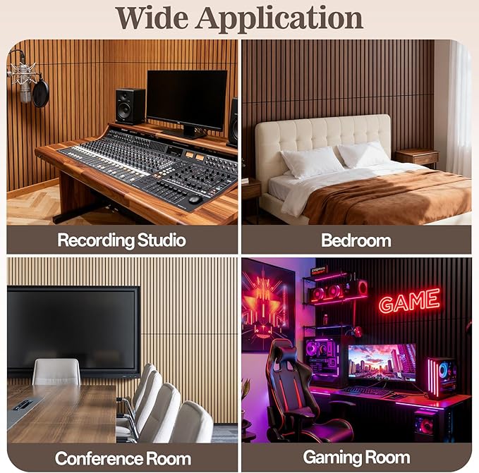 4 Pack Wood Panels for Wall, 47.24" x 12.79" Acoustic Wood Slat Wall Panel for - Image 6
