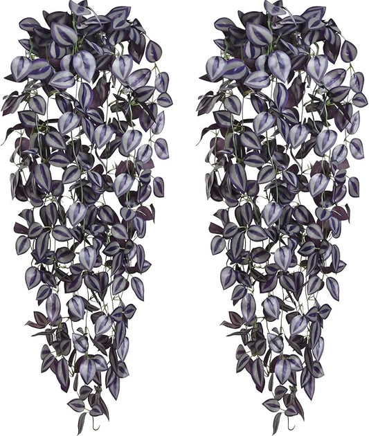 BLEUM CADE Fake Hanging Plants, Faux Deep Purple Vines Hanging Plant by BLEUMCADE