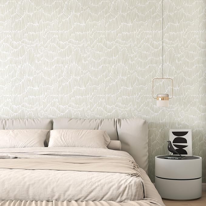 Theper Beige Modern Striped Wallpaper Peel and Stick Boho 17.3"×275" Removable - Image 4