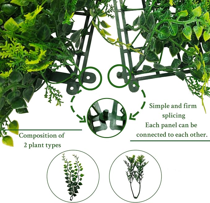 ODTORY Artificial Plants Hedge Wall Panels：20x20 Inch 12P UV-Anti Greenery - Image 3