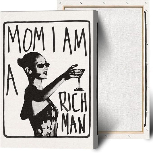Mom I Am A Rich Man Aesthetic Retro Music Goblet Poster Feminist canvas Wall by Liyark