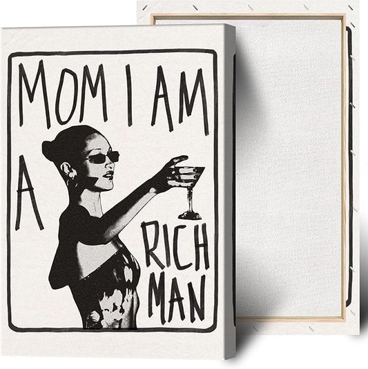 Mom I Am A Rich Man Aesthetic Retro Music Goblet Poster Feminist canvas Wall by Liyark