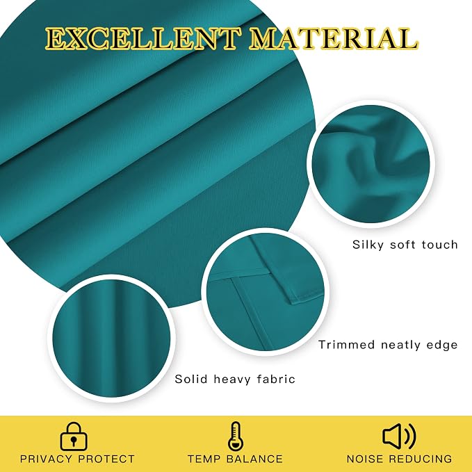 NICETOWN Peacock Teal Blackout Curtains - Image 2