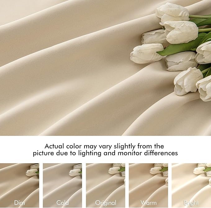 MIULEE Back Tab Cream Beige Curtains 105 Inch Long 2 Panels Set - Image 8