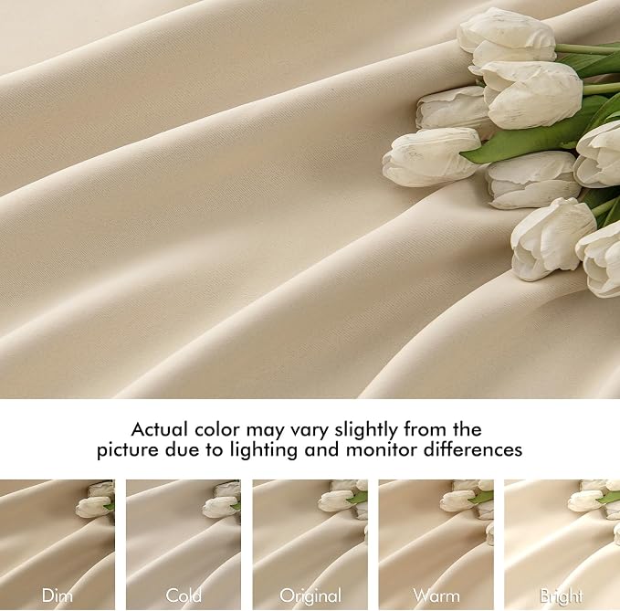 MIULEE Cream Beige Back Tab Light Blocking Curtains 84 Inch Length 2 Panels Set - Image 8