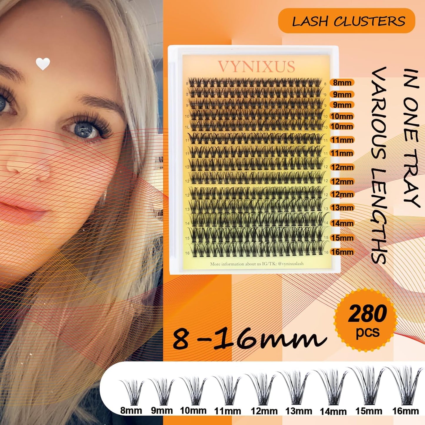 Eyelash Clusters Fluffy Lash Clusters Wispy Individual Lashes Cluster Eyelash Extensions D Curl DIY at Home Natural Cluster Lashes (40D-0.07D-Mix8-16)
