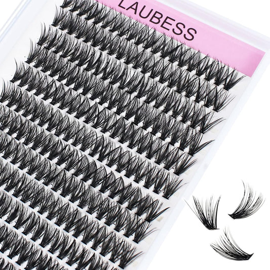 Eyelash Clusters LAUBESS Lash Clusters Individual Lashes Cluster Eyelash Extensions DIY at Home Waterproof Cluster Lashes (40D-D-17)