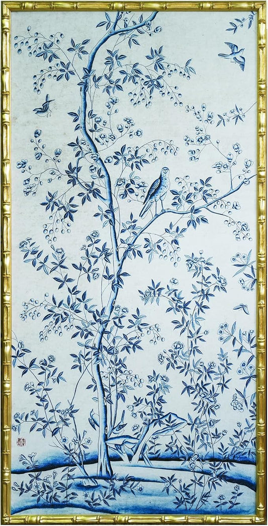 HongFengtang Chinoiserie Bamboo Wall Art Print, Hand Painted Style Vintage by Hongfengtang