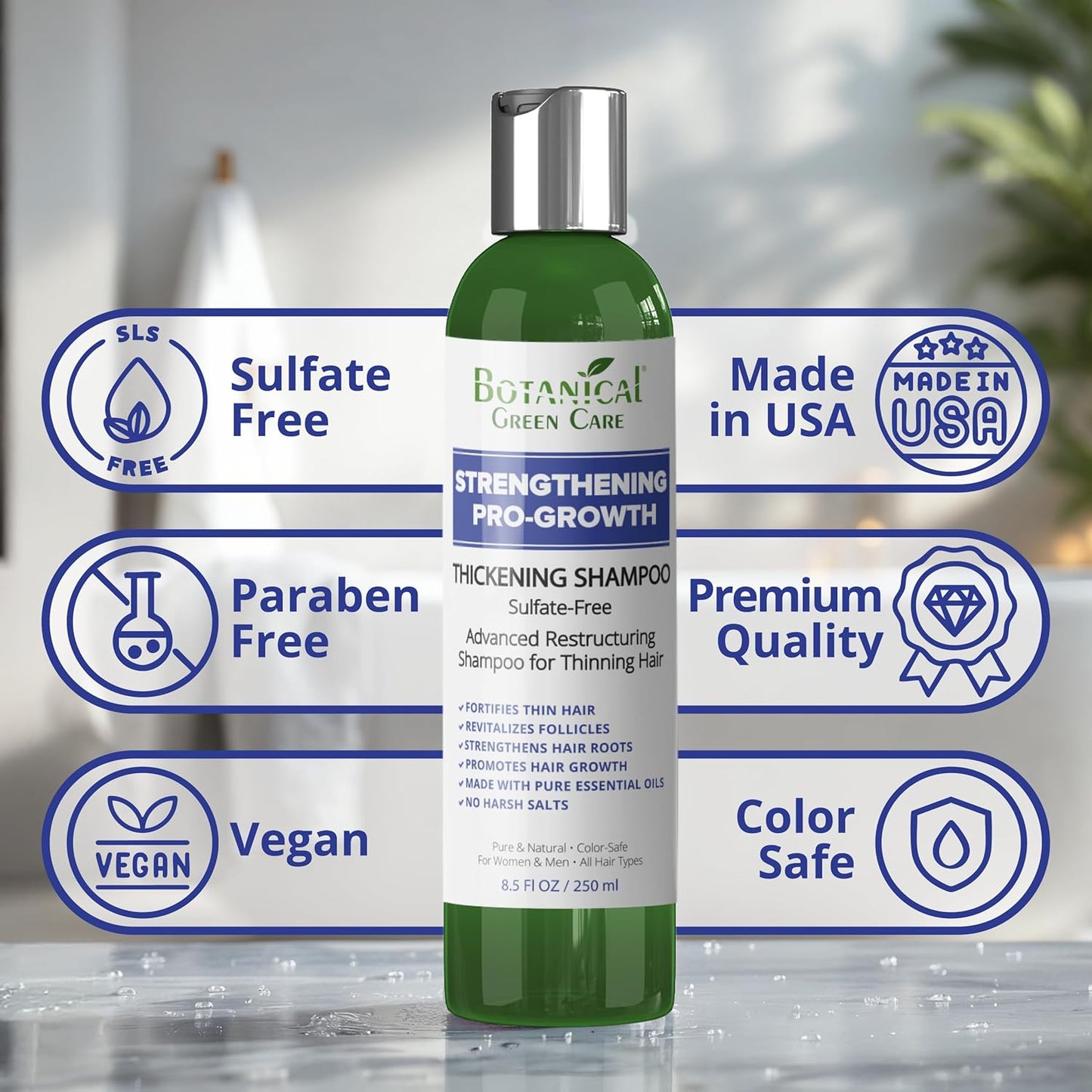 Strengthening & Volumizing Pro-Growth Shampoo Thinning Hair, Made in USA