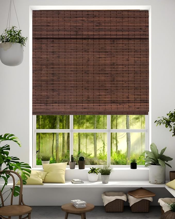 24''W X 72'''H Cordless Bamboo Roman Shades by Chryeiiu
