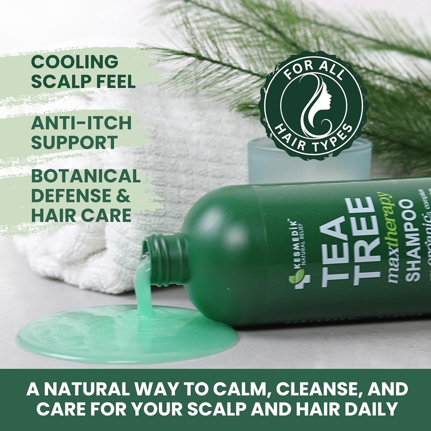Tea Tree Oil Shampoo MaxTherapy, Itchy Scalp Relief, Refreshes & Cleanses Dandruff & Buildup, Clarifying for Oily Hair, Women & Men, 16 fl oz