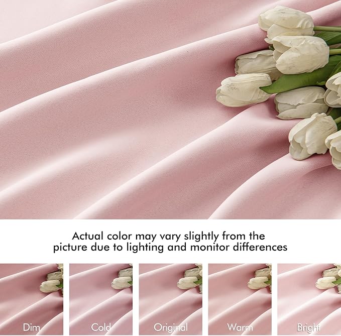MIULEE Baby Pink Back Tab Blackout Curtains 120 Inch Long 2 Panels Set - Image 8