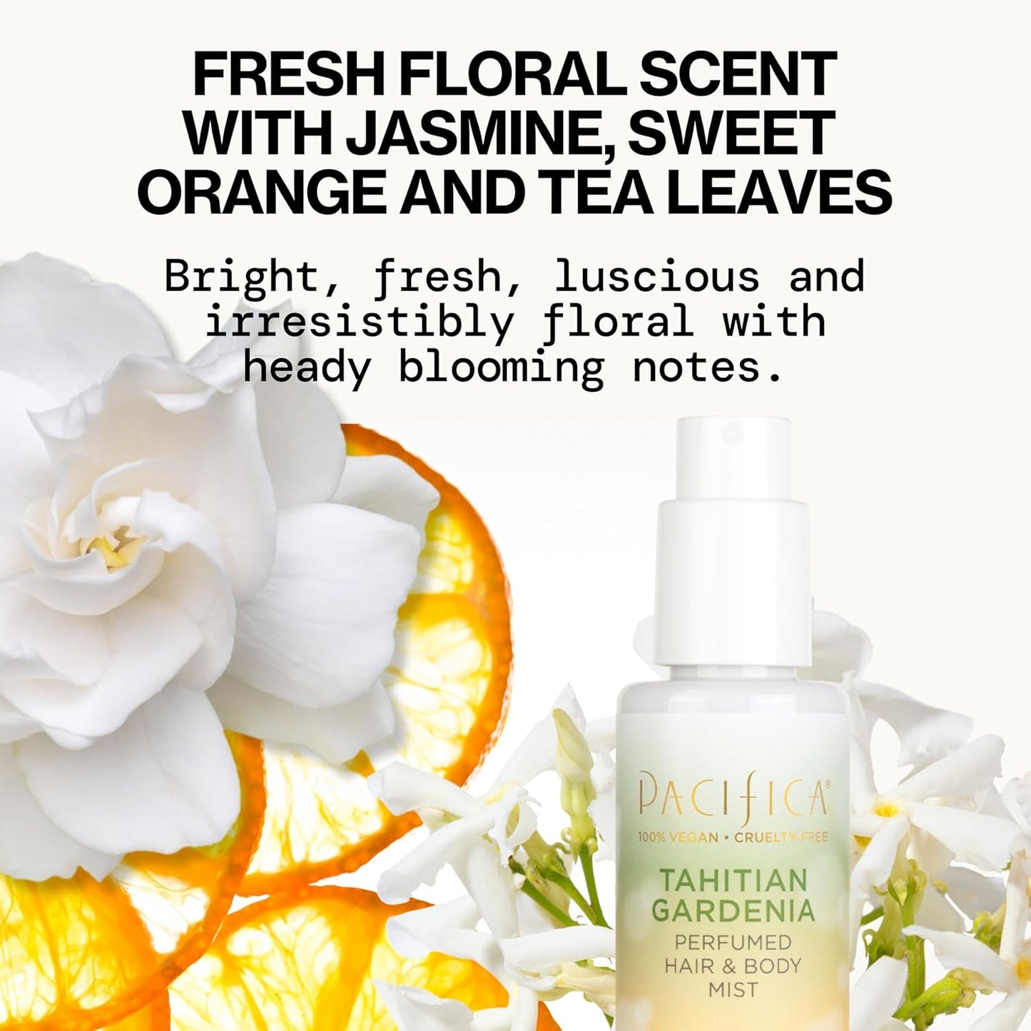 Pacifica Tahitian Gardenia Perfumed Hair & Body Mist, Alcohol-Free Spray Designed For Head-To-Toe Wear, Vegan & Cruelty-Free, 6 Fl Oz