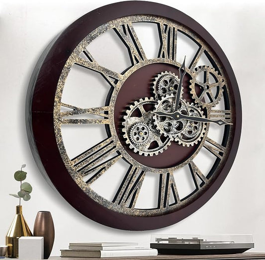 The B-Style Large Wall Clock 24 inch Moving Gear Wall Clock Oversized Vintage by TheB-StyleTB