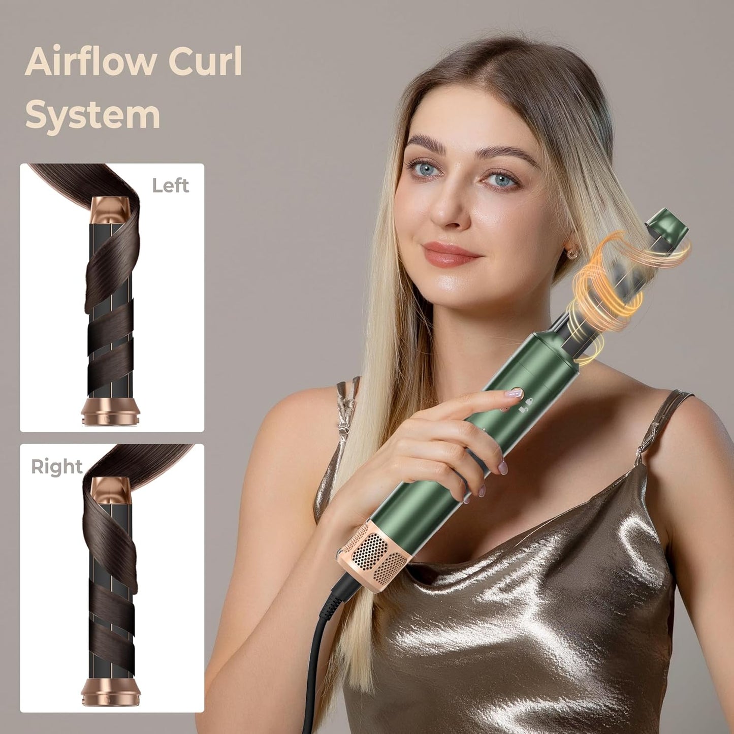 7 in ONE Hair Dryer Brush, Powerful Blow Dryer Brush with Auto- Wrap Curler, Detachable Fast Drying, Volumizing, Curling, Straightening, Ionic Hair Dryer with Diffuser, Hair Styling Tools 100-120V