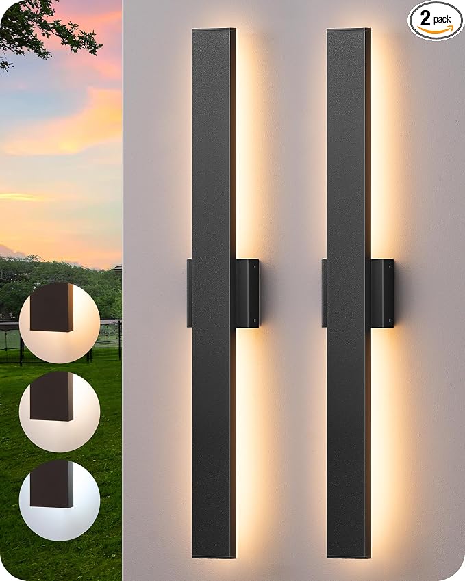 EDISHINE 31.5" LED Outdoor Wall Lights, 3CCT & 10%-100% Dimmable, IP65 by EDISHINE