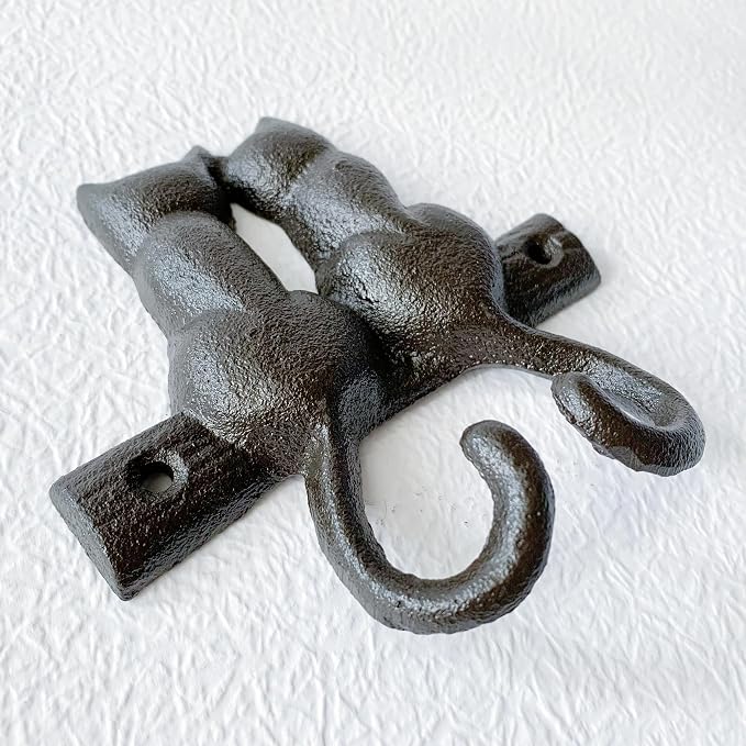 Rustic Cat-Shaped Decorative Wall Hook Rack Hangers - Image 3