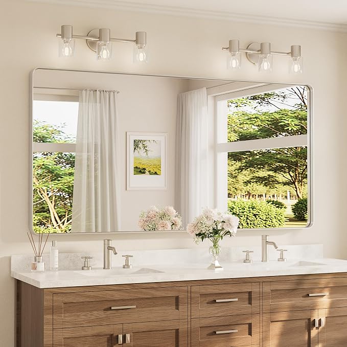 TETOTE 72 x 36 Inch Brushed Nickel Bathroom Mirror by TETOTE