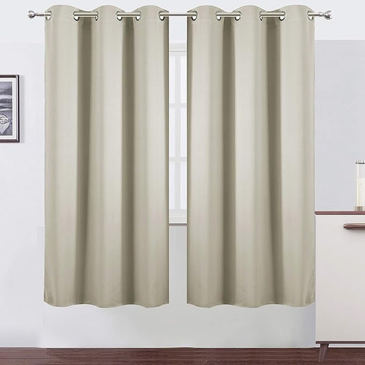 LEMOMO Light Beige Thermal Blackout Curtains/42 x 72 Inch/Set of 2 Panels Room by Lemomo