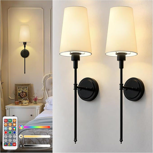 DORESshop Battery Operated Wall Sconce Set of 2, Wireless Wall Light Easy to by DORESshop