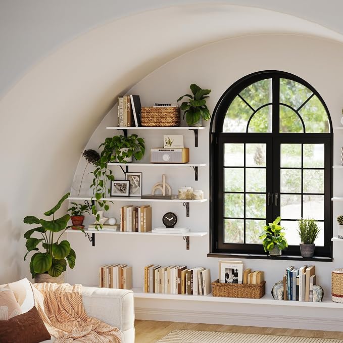 DINZI LVJ Long Wall Shelves, 24 Inch White Floating Shelves Set of 2, - Image 7