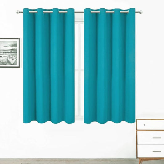 LEMOMO Turquoise Thermal Blackout Curtains/52 x 72 Inch/Set of 2 Panels Room by Lemomo