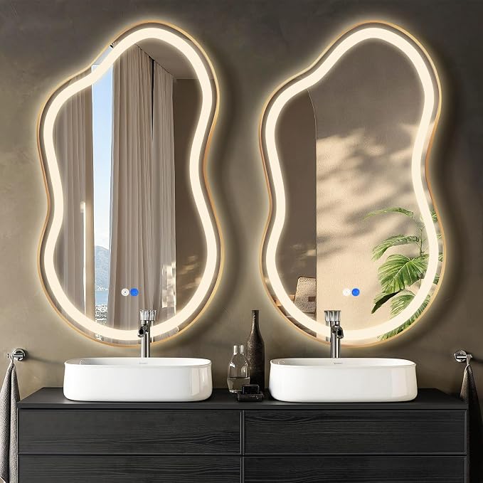 Dorlicecass Irregular Led Bathroom Mirror- Gold 20"x36" Single Piece Vanity by Dorlicecass