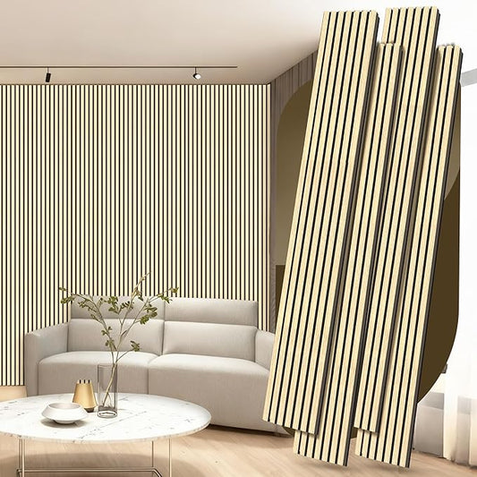 4 Pack Wood Panels for Wall, 106.3" × 11" Wood Slat Acoustic Panels, Soundproof by Ritollo