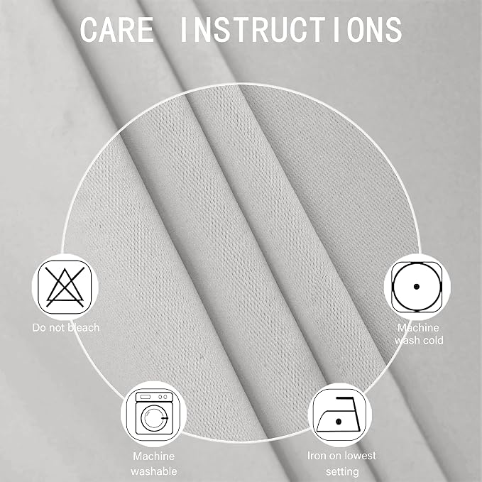 LEMOMO Blackout Curtains 52 x 108 inch/Light Grey Curtains Set of 2 - Image 4