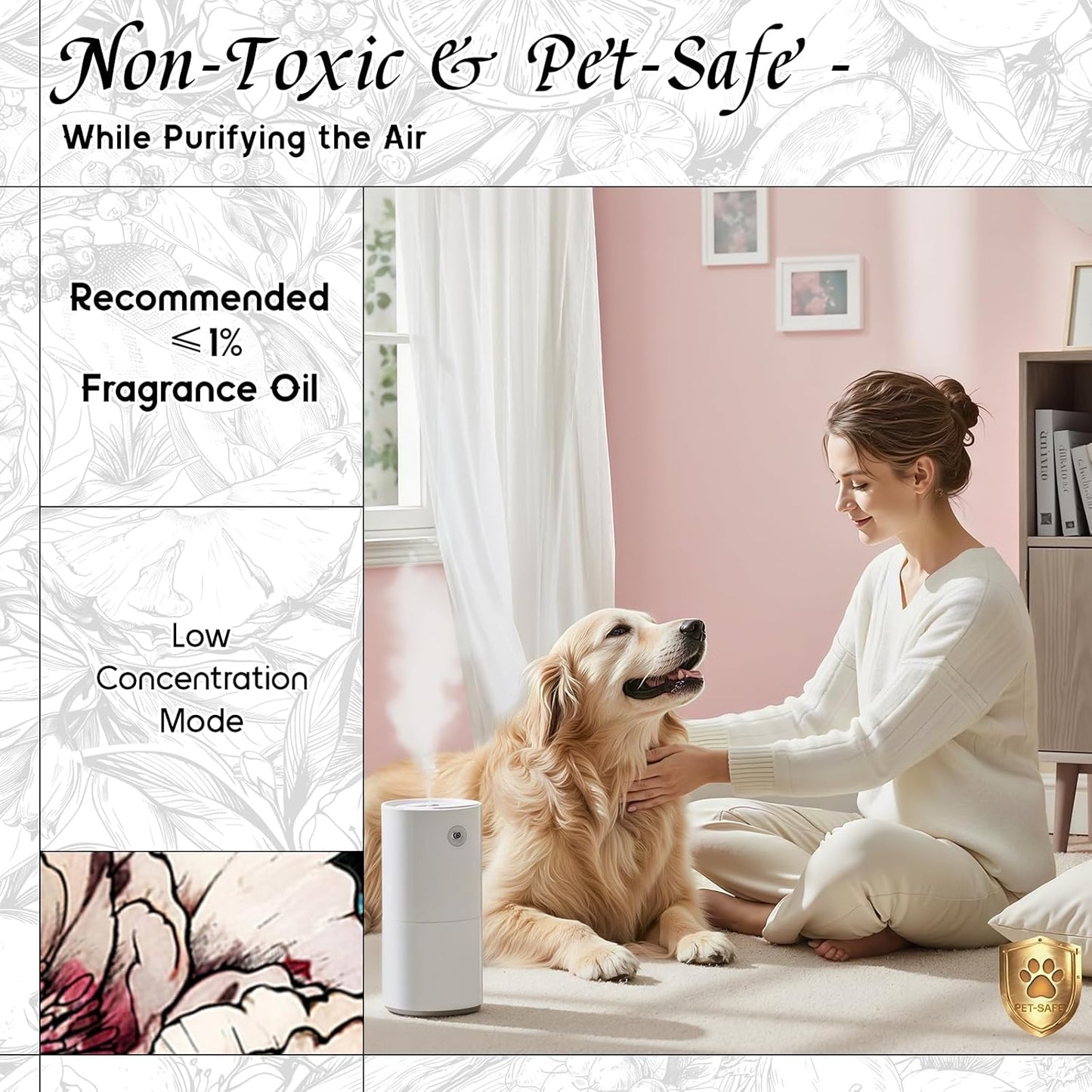 HIQILI Peony Fragrance Oil for Home Diffuser, Idea for Making Candle, Women's Perfume, Car Air Freshener, Skin & Body Care - 5.07 Fl Oz