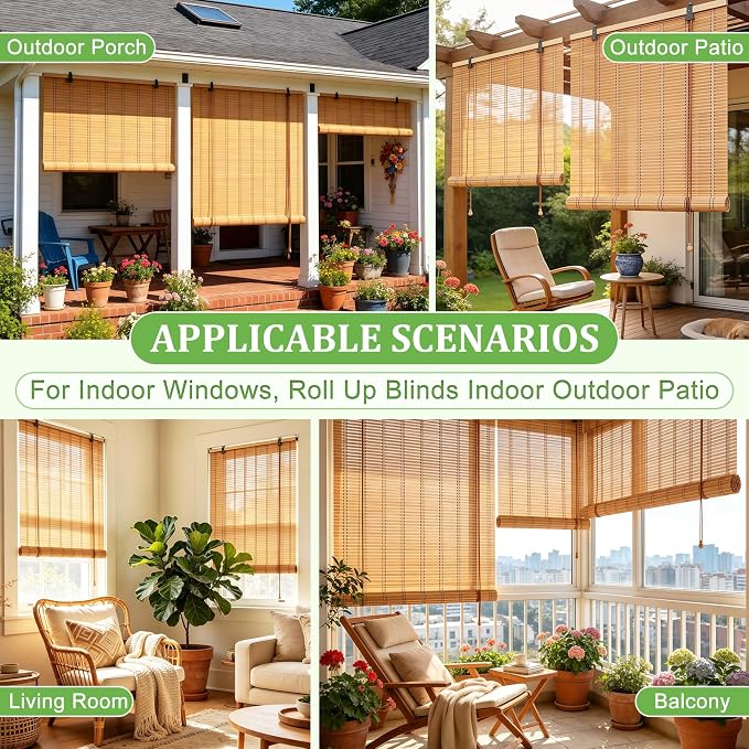 Bamboo Blinds 36x72 inch Bamboo Roman Shades - Image 5
