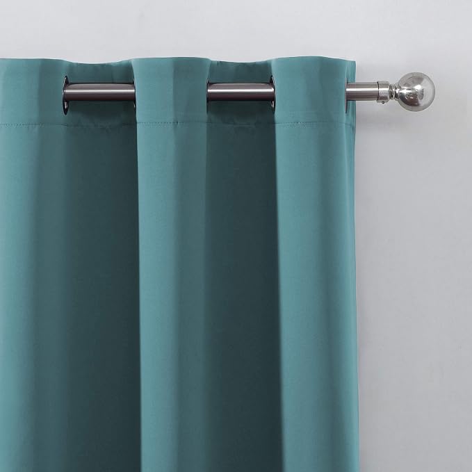 LEMOMO Blackout Curtains 52 x 45 inch/Sea Teal Curtains Set of 2 Panels/Thermal - Image 7