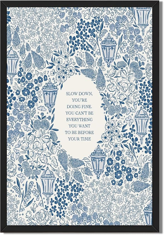 Framed Slow Down Youre Doing Fine Music Posters Motivational Quote Wall Art by Unknown