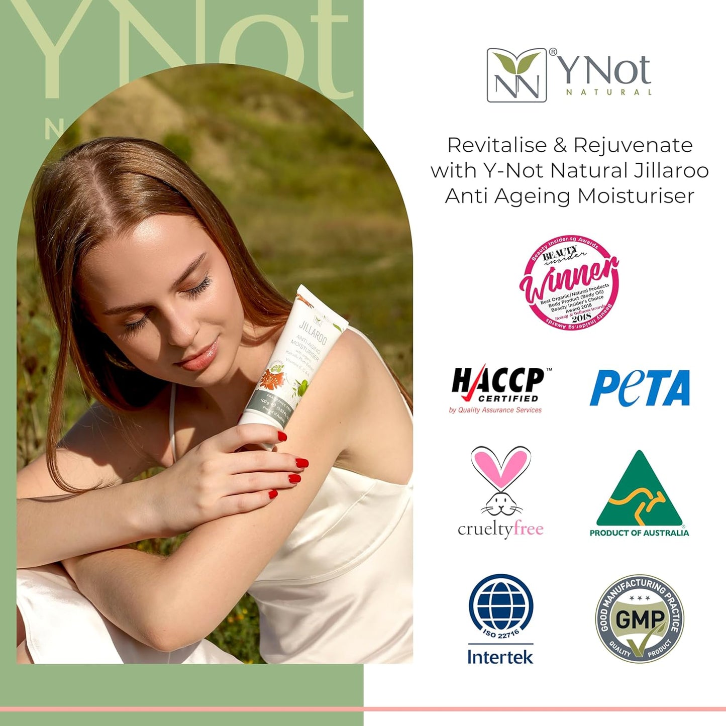 Jillaroo Natural Face Moisturizer for Men & Women with Kakadu Plum, Vitamin A, C, E, Minerals, & Antioxidants - 100g Face Moisturizer for Dry Skin by Y-Not Natural