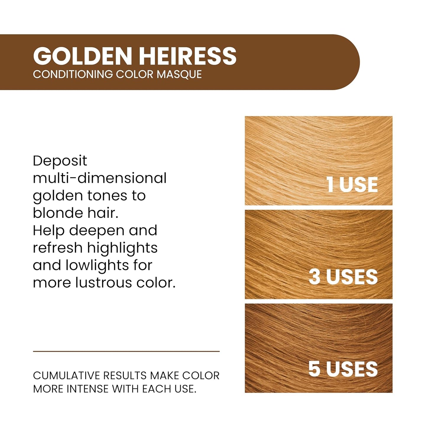 ALOXXI InstaBoost BROWN Color Depositing Conditioner Mask – Instant Temporary Hair Color Dye - Hair Color Masque for Deep Conditioning (Golden Heiress), 6.8 Fl Oz