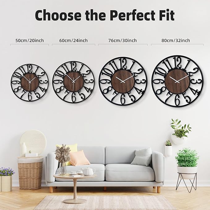 30'' Large Wall Clock with Adjustable Night Light, Glow in The Dark Decorative - Image 7