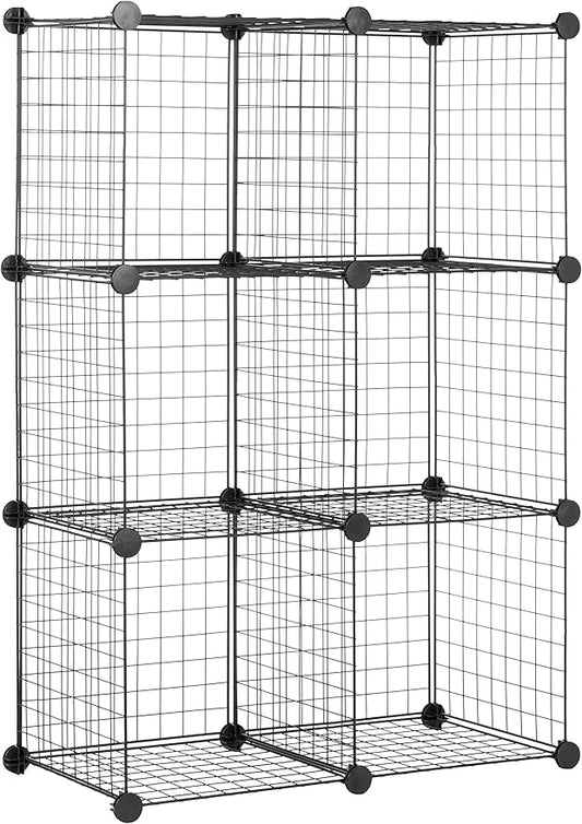 Amazon Basics 6 Cube Wire Grid Storage Organizer, Stackable Cubes, Cubby by AmazonBasics