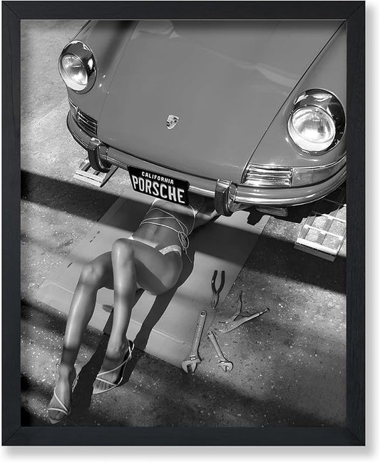Poster Master Woman Under Classic Car Poster by PosterMaster