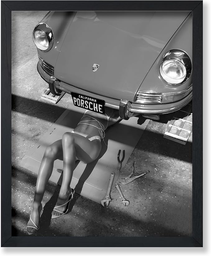 Poster Master Woman Under Classic Car Poster by PosterMaster