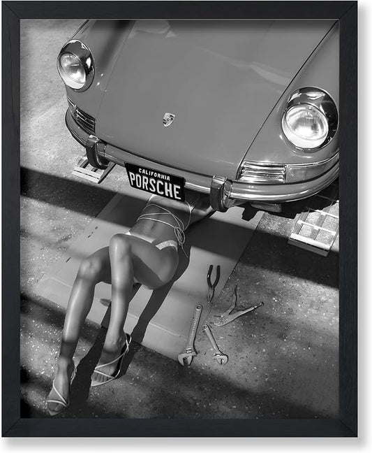 Poster Master Woman Under Classic Car Poster by PosterMaster