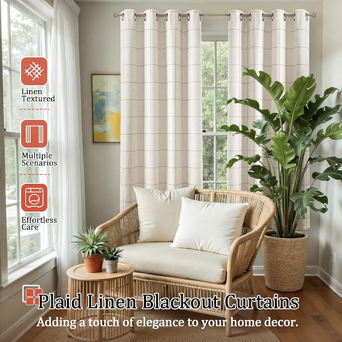 Lajode Linen Blackout Curtains 63 Inches Long - Image 2