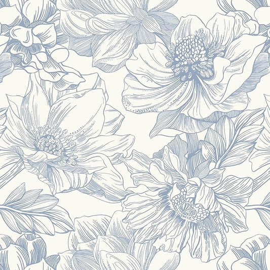 Ismoon Vintage Floral Wallpaper Peel and Stick Beige and Blue Contact Paper by Ismoon