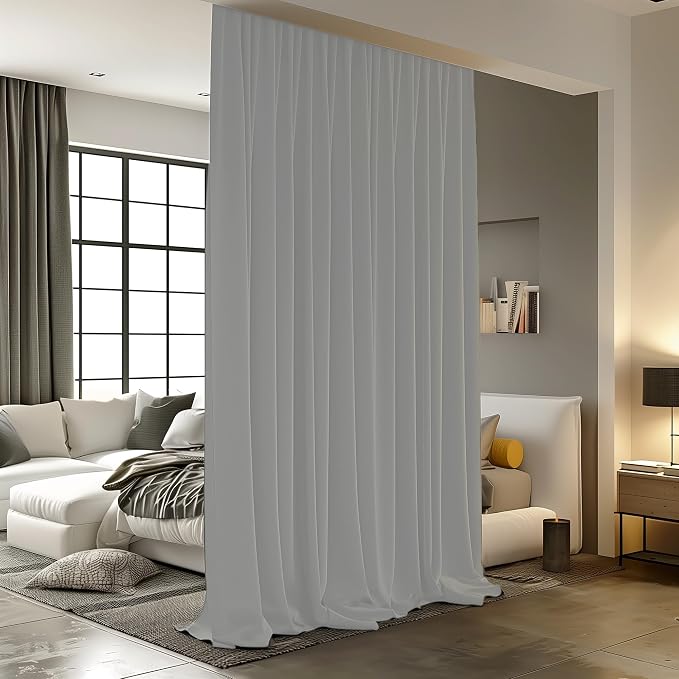 Room Divider Curtains for Ceiling Track Rod, 8.3 ft Wide x 9 ft Tall, 1 Panel by RoomDarkning