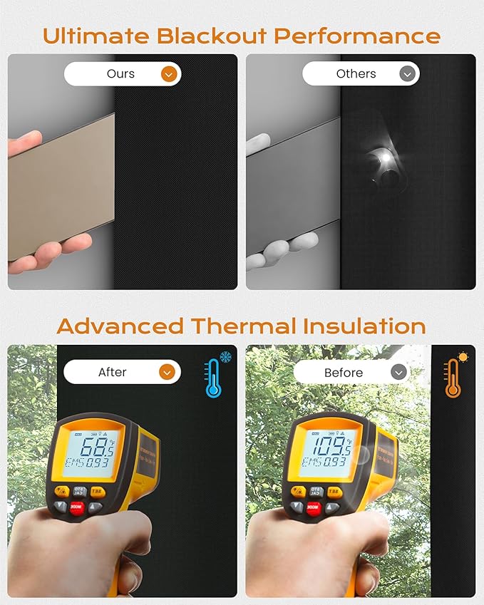Portable Blackout Curtains for Bedroom, Easy Install No Drill Blackout - Image 4