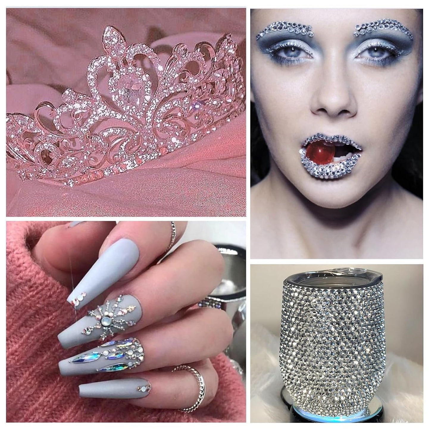 1440Pcs White Crystal Rhinestones,Glass Flatback Rhinestones Gemstones for Nail Face Makeup Art Crafts Clothes Decoration - (SS12,3.0mm,White)