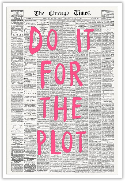 Liyark Retro Black And White Chicago Newspaper Poster Pink Trendy Preppy by Liyark