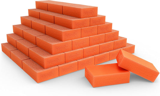Moray Mini Nail Buffer Blocks - 180/240 Grit Professional Salon Orange Buffers - Buff Nails Prior to Application of Gel Polish, 50 Count