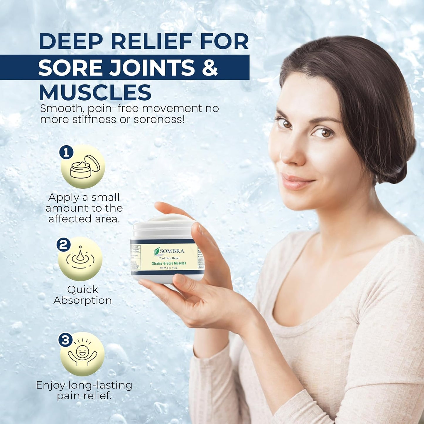 Sombra Original Cool Therapy Gel Cold Pain Relief for Swelling, Growing Pains, Soreness, Post-Workout, Vegan Formula Free of Artificial Fragrances, Dyes, NSAID, Wax, Petroleum, Alcohol - 4oz Jar