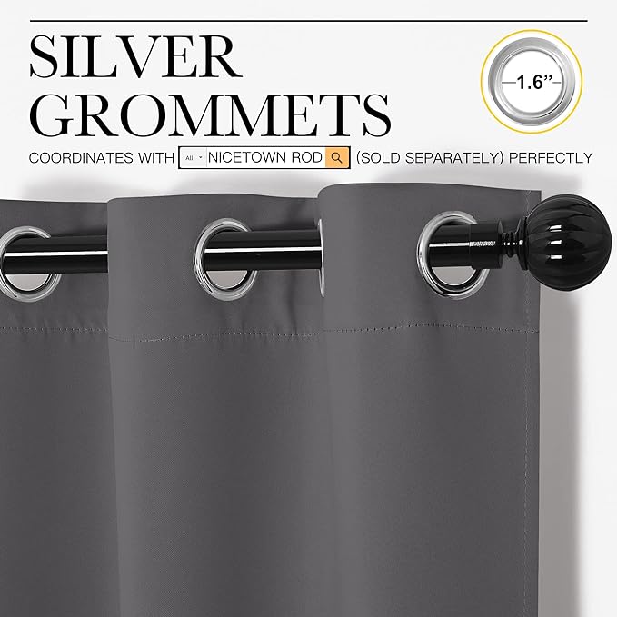NICETOWN Bedroom Blackout Curtains Panels, 1 Pair, 55 inches by 108 Inch - Image 3