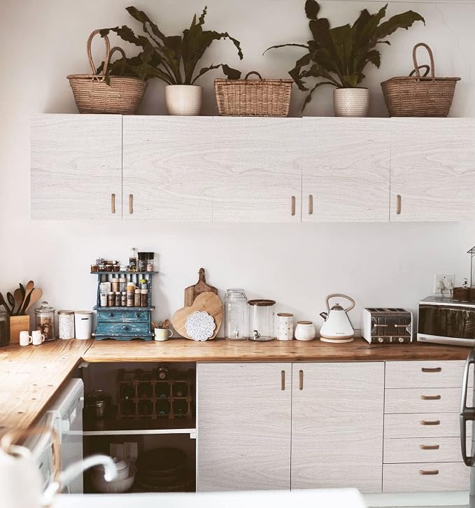 White Wood Contact Paper for Cabinets and Drawers Wood Grain Peel and Stick - Image 2